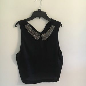 Boxy and beaded-collar crop top XS